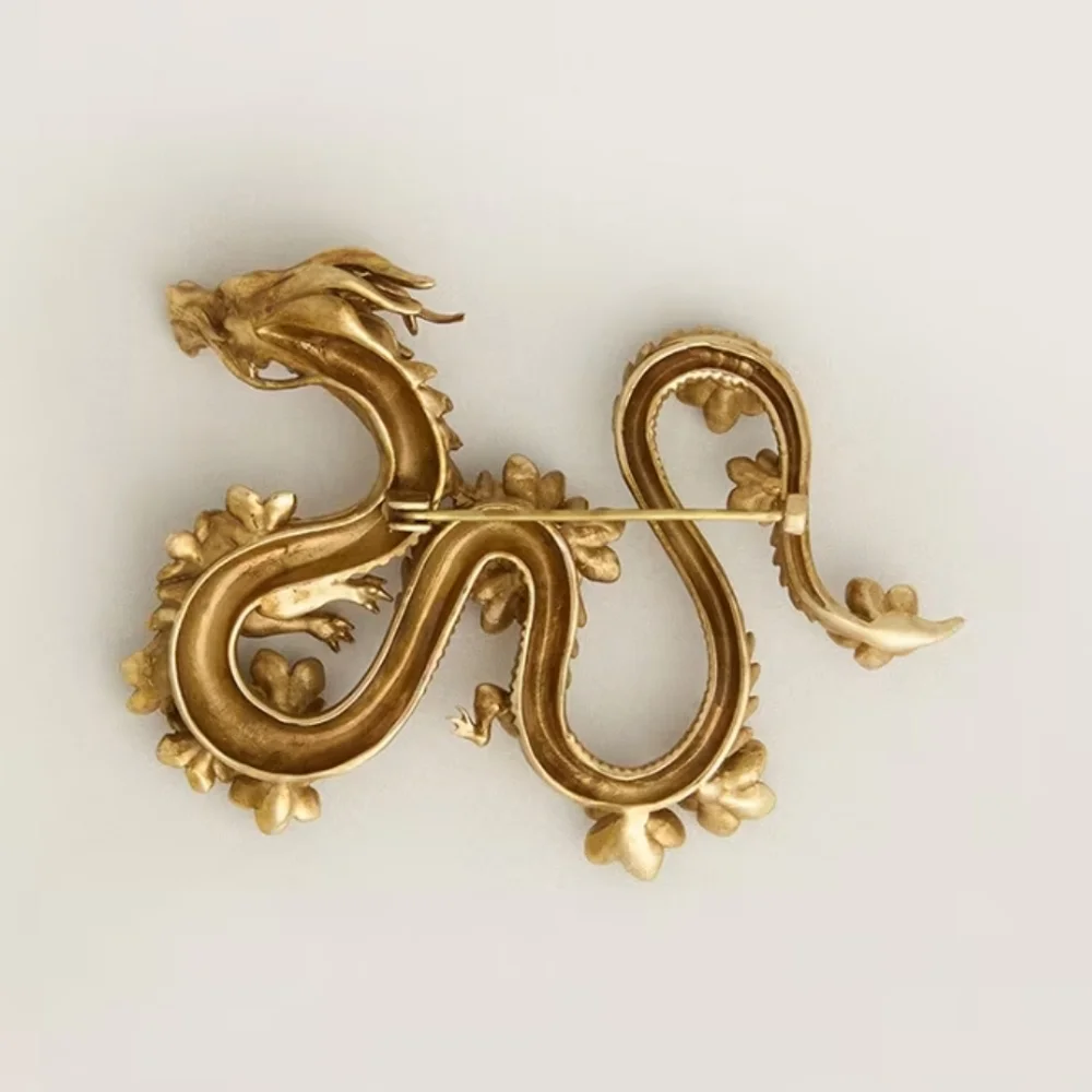 NWT Golden Goose CNY antique gold dragon-shaped pin